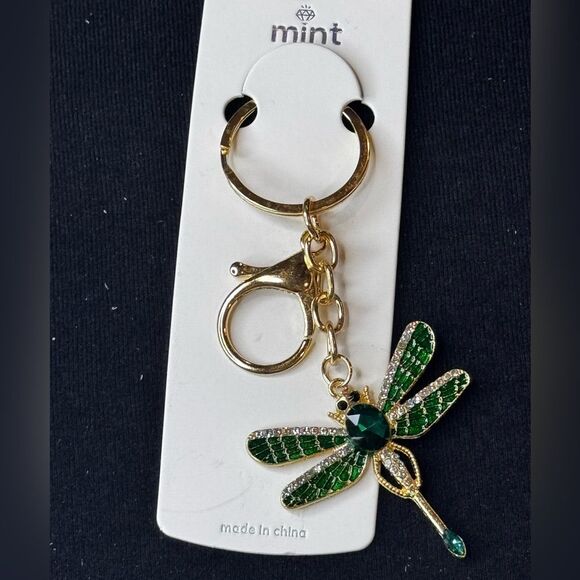 Mint BAG CHARM Sparkly Dragonfly Purple Crystal Keychain/Purse Charm - Picture 8 of 14